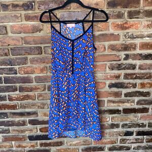 Best Society Blue Orange Animal Print Sleeveless Mini Dress Women's Size Medium